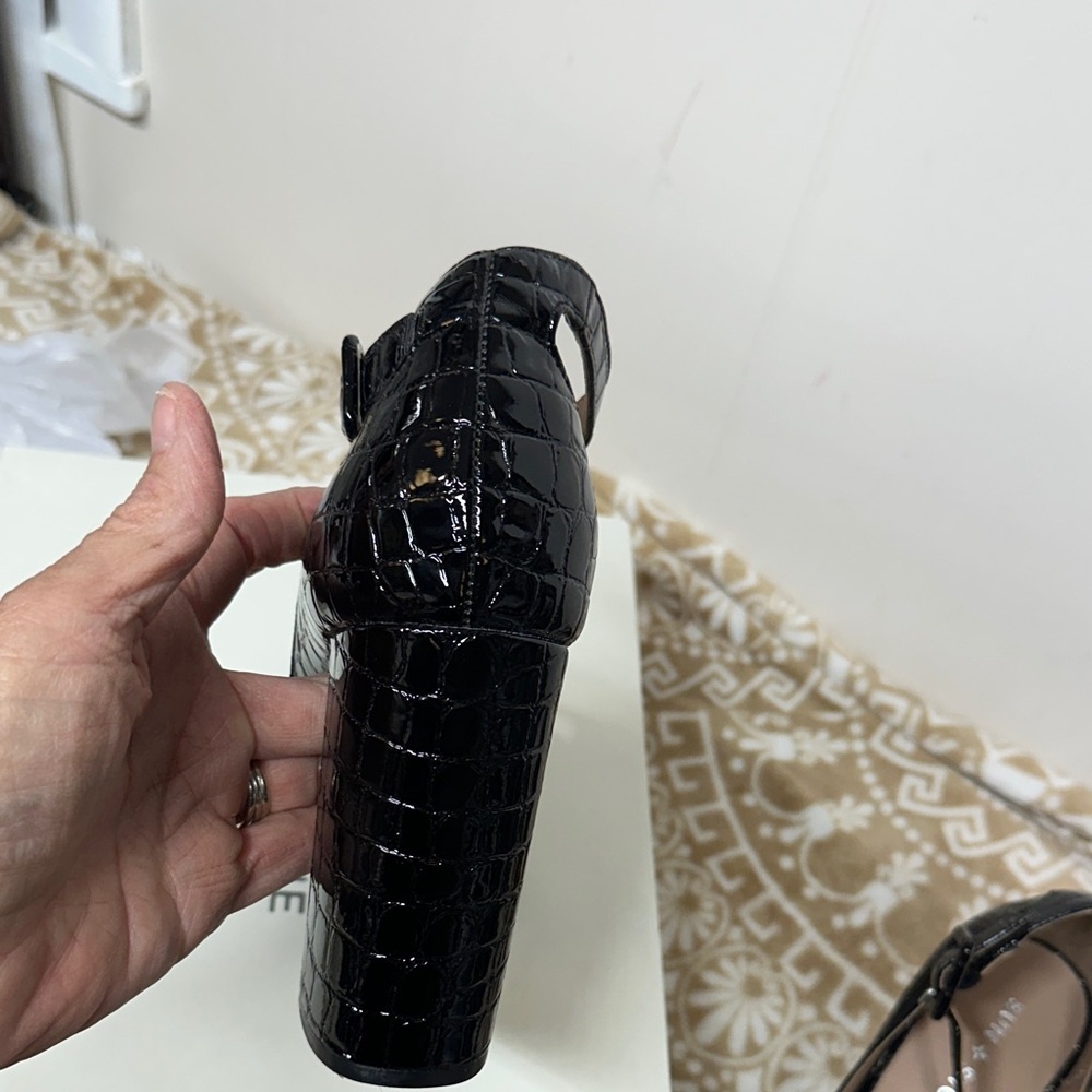 Sun + Stone Glossy Black Croc Heels - Picture 11 of 12